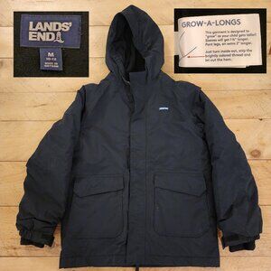 LANDS’ END Squall Waterproof Insulated Winter Jacket Kids Medium Black Growalong